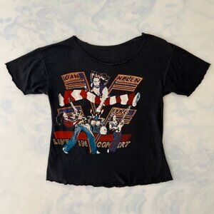 Van Halen 1980 Vintage Authentic Rock Concert Raw Hem Graphic Tee Shirt